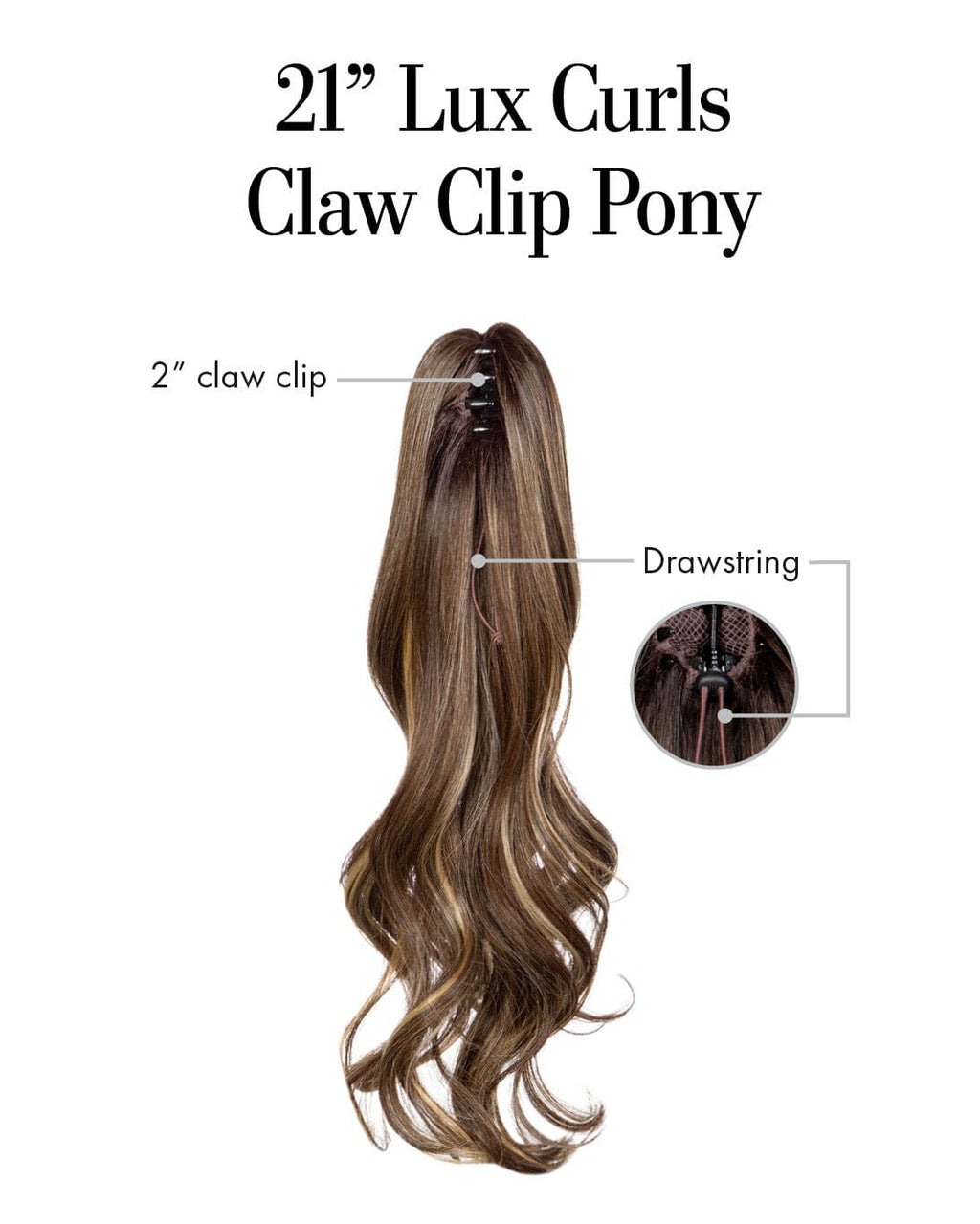 21" Lux Curls Claw Clip Pony by Kim Kimble