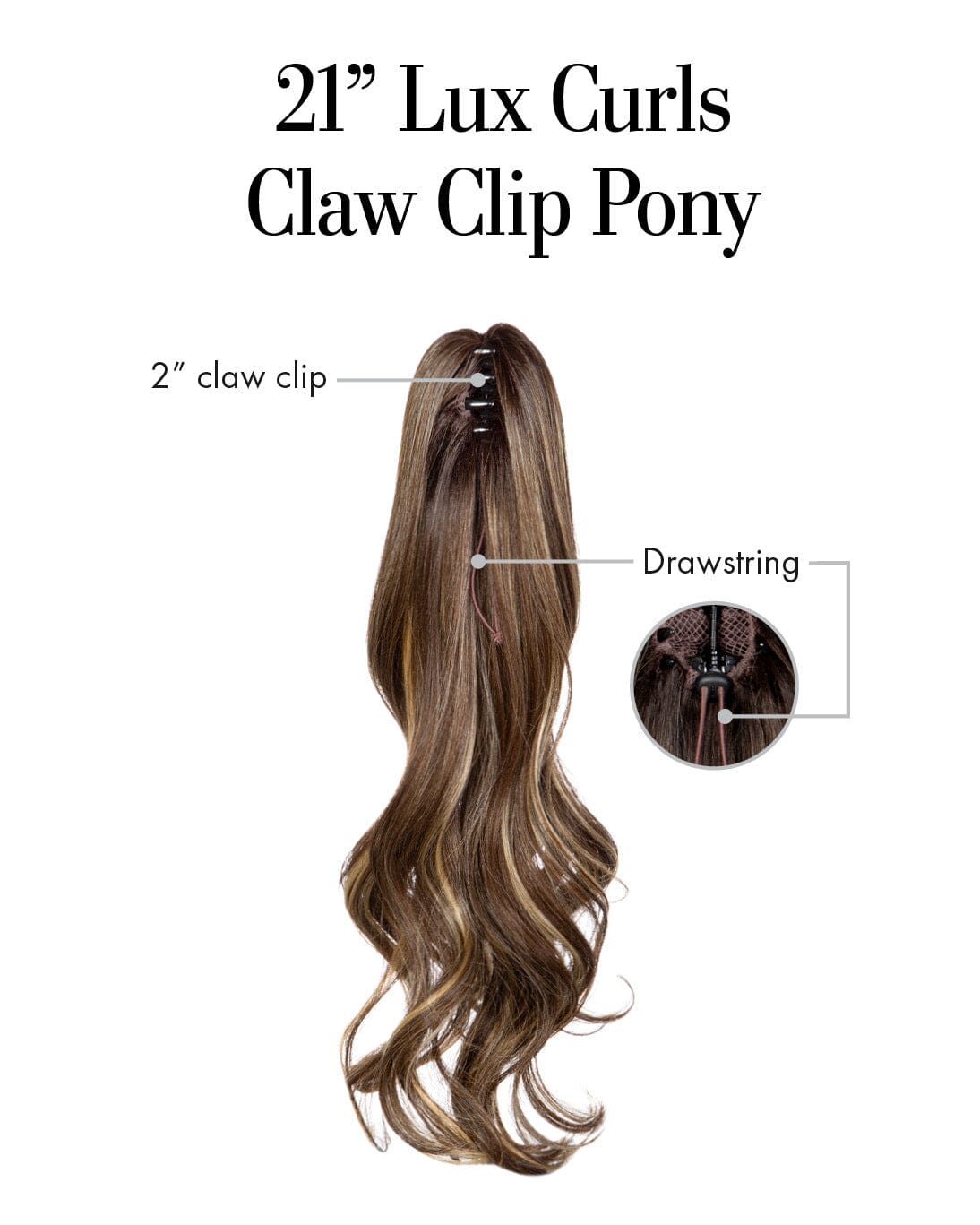 21" Lux Curls Claw Clip Pony by Kim Kimble