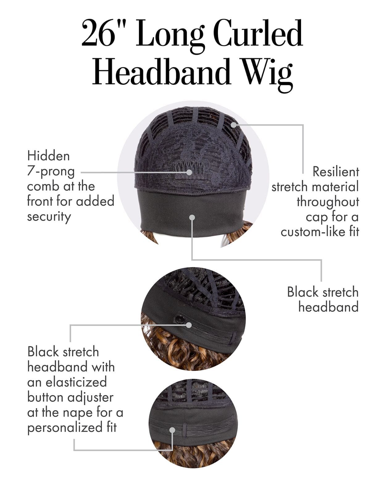 26 in Long Curled Headband by Kim Kimble